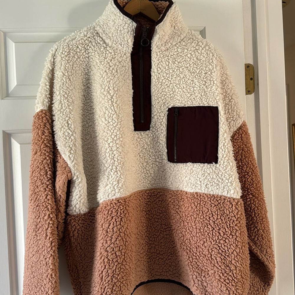 Lou&Grey Tri-Color Teddy 1/4 Zip Fleece